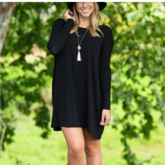 Piko 1988 Black Long Sleeve Bamboo Tunic Dress Size Small - Picture 1 of 10